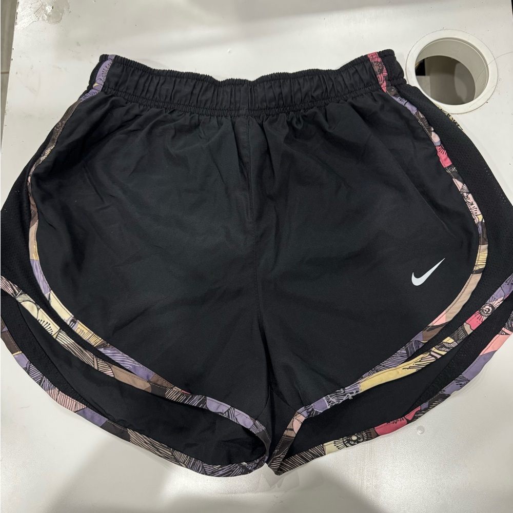 Nike Women's Black Athletic Shorts with Multicolor Trim